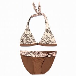 Baltex Floral Halter Bikini Top and Bottoms